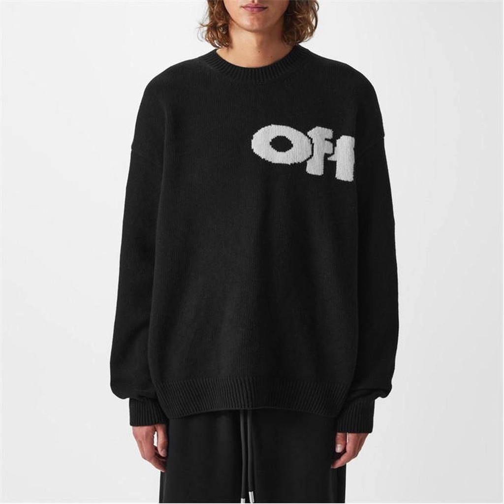 Off White Logo Knit Jumper - Black